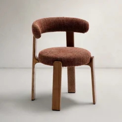 Kave Home Chenille Eetkamerstoelen|Beige Eetkamerstoelen|Eetkamerstoel Granite Chenille en noten essenhout