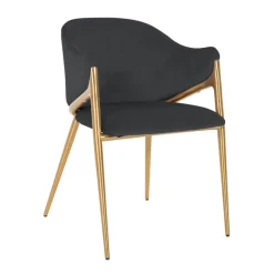 Richmond Interiors Eetkamerstoelen Velvet / Fluweel|Eetkamerstoelen Met Armleuning|Eetkamerstoel Gwen Velvet Antraciet