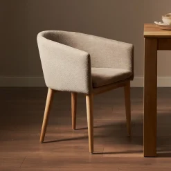 Kave Home Chenille Eetkamerstoelen|Beige Eetkamerstoelen|Eetkamerstoel Harlan Chenille