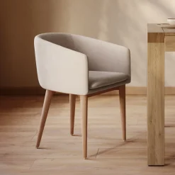 Kave Home Chenille Eetkamerstoelen|Beige Eetkamerstoelen|Eetkamerstoel Harlan Chenille