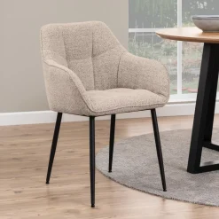 Bendt Beige Eetkamerstoelen|Eetkamerstoelen Bouclé / Teddy|Eetkamerstoel Helena Bouclé, kleur Beige