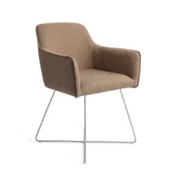Jesper Home Beige Eetkamerstoelen|Eetkamerstoelen Met Armleuning|Eetkamerstoel Hofu Cross Steel