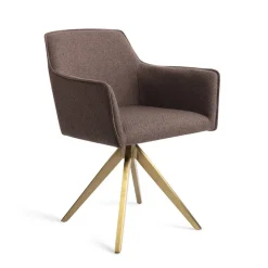 Jesper Home Beige Eetkamerstoelen|Draaibare Eetkamerstoelen|Eetkamerstoel Hofu Turn Gold, Draaibaar