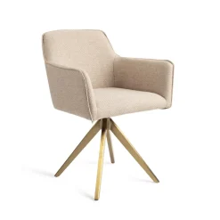 Jesper Home Beige Eetkamerstoelen|Draaibare Eetkamerstoelen|Eetkamerstoel Hofu Turn Gold, Draaibaar