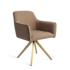 Jesper Home Beige Eetkamerstoelen|Draaibare Eetkamerstoelen|Eetkamerstoel Hofu Turn Gold, Draaibaar