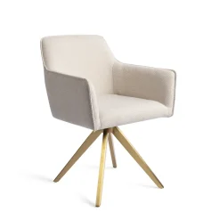 Jesper Home Beige Eetkamerstoelen|Draaibare Eetkamerstoelen|Eetkamerstoel Hofu Turn Gold, Draaibaar