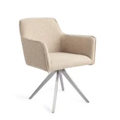 Jesper Home Beige Eetkamerstoelen|Draaibare Eetkamerstoelen|Eetkamerstoel Hofu Turn Steel, Draaibaar