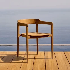 Kave Home Terrasstoelen|Eetkamerstoelen Met Armleuning|Eetkamerstoel Icaro hout Teak
