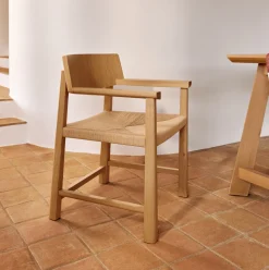 Kave Home Eetkamerstoelen Met Armleuning|Eetkamerstoel Idun Eikenhout en touw Naturel