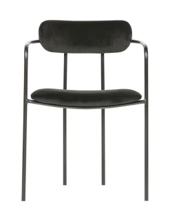WOOOD Eetkamerstoelen Velvet / Fluweel|Eetkamerstoelen Met Armleuning|Eetkamerstoel Ivy Velvet, kleur Zwart