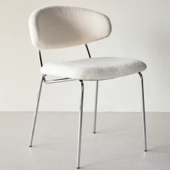 Nohr Eetkamerstoelen Bouclé / Teddy|Eetkamerstoelen Zonder Armleuning|Eetkamerstoel Jannet Bouclé, kleur Wit