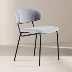 Nohr Eetkamerstoelen Bouclé / Teddy|Eetkamerstoelen Zonder Armleuning|Eetkamerstoel Jannet Bouclé, kleur Lichtblauw