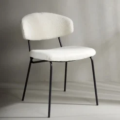 Nohr Eetkamerstoelen Bouclé / Teddy|Eetkamerstoelen Zonder Armleuning|Eetkamerstoel Jannet Teddy, kleur Wit