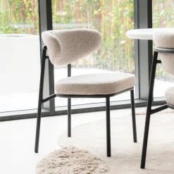 By-Boo Beige Eetkamerstoelen|Eetkamerstoelen Zonder Armleuning|Eetkamerstoel Jari
