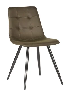 LABEL51 Eetkamerstoelen Zonder Armleuning|Eetkamerstoel Jay Microvezel Army