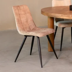 LABEL51 Eetkamerstoelen Velvet / Fluweel|Beige Eetkamerstoelen|Eetkamerstoel Jelt Velvet