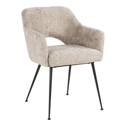 Richmond Interiors Chenille Eetkamerstoelen|Eetkamerstoelen Met Armleuning|Eetkamerstoel Jenthe Chenille, kleur Desert