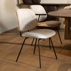 Eleonora Beige Eetkamerstoelen|Eetkamerstoelen Zonder Armleuning|Eetkamerstoel Jon