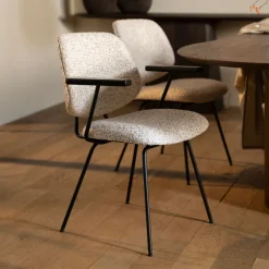 Eleonora Beige Eetkamerstoelen|Eetkamerstoelen Met Armleuning|Eetkamerstoel Jon Met armleuning