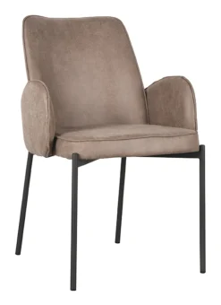 LABEL51 Eetkamerstoelen Met Armleuning|Eetkamerstoel Joni Micro Suede, kleur Taupe