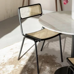 Zuiver Eetkamerstoelen Zonder Armleuning|Eetkamerstoel Jort Rotan Naturel/Zwart