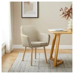 Artistiq Living Eetkamerstoelen Met Armleuning|Beige Eetkamerstoelen|Eetkamerstoel Jua Stof