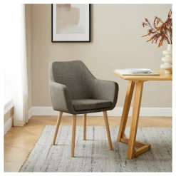 Artistiq Living Eetkamerstoelen Met Armleuning|Beige Eetkamerstoelen|Eetkamerstoel Jua Stof