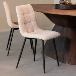 LABEL51 Eetkamerstoelen Zonder Armleuning|Eetkamerstoelen Bouclé / Teddy|Eetkamerstoel Juul Bouclé