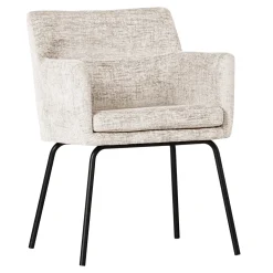 WOOOD Eetkamerstoelen Velvet / Fluweel|Eetkamerstoelen Met Armleuning|Eetkamerstoel Kam Structure Velvet Off White