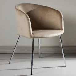 Nohr Eetkamerstoelen Velvet / Fluweel|Beige Eetkamerstoelen|Eetkamerstoel Karna Velvet
