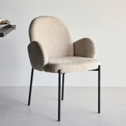 Nohr Beige Eetkamerstoelen|Eetkamerstoelen Met Armleuning|Eetkamerstoel Katisha Linnenlook, kleur Beige