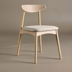 Nohr Beige Eetkamerstoelen|Eetkamerstoelen Zonder Armleuning|Eetkamerstoel Keneta Eiken