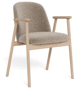 Bendt Beige Eetkamerstoelen|Eetkamerstoelen Bouclé / Teddy|Eetkamerstoel Kenzo Bouclé en eikenhout, kleur Beige