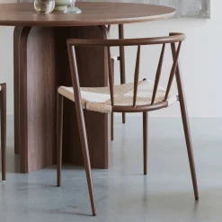 ZILT Eetkamerstoelen Met Armleuning|Eetkamerstoel Keyaira Geweven papier en walnoot