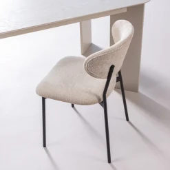 WOOOD Chenille Eetkamerstoelen|Eetkamerstoelen Zonder Armleuning|Eetkamerstoel Kjeld Chenille