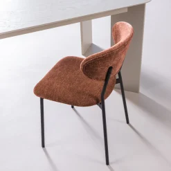 WOOOD Chenille Eetkamerstoelen|Eetkamerstoelen Zonder Armleuning|Eetkamerstoel Kjeld Chenille
