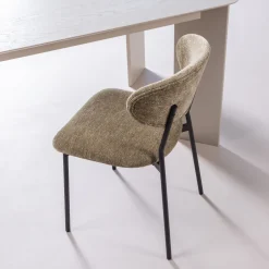 WOOOD Chenille Eetkamerstoelen|Eetkamerstoelen Zonder Armleuning|Eetkamerstoel Kjeld Chenille