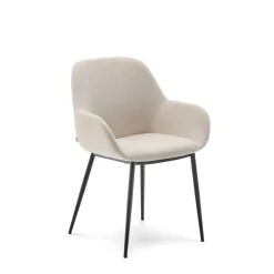 Kave Home Beige Eetkamerstoelen|Eetkamerstoelen Met Armleuning|Eetkamerstoel Konna kleur Beige Zwart