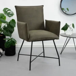 Sohome Eetkamerstoelen Met Armleuning|Eetkamerstoel Kostas met armleuning Groen