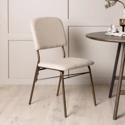 Nohr Beige Eetkamerstoelen|Eetkamerstoelen Bouclé / Teddy|Eetkamerstoel Kristena Bouclé, kleur Beige