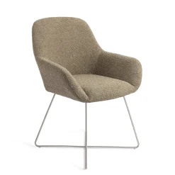 Jesper Home Beige Eetkamerstoelen|Eetkamerstoelen Met Armleuning|Eetkamerstoel Kushi Cross Steel