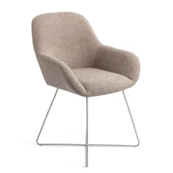 Jesper Home Beige Eetkamerstoelen|Eetkamerstoelen Met Armleuning|Eetkamerstoel Kushi Cross Steel