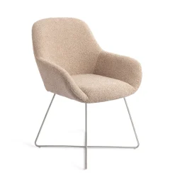 Jesper Home Beige Eetkamerstoelen|Eetkamerstoelen Met Armleuning|Eetkamerstoel Kushi Cross Steel