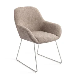 Jesper Home Beige Eetkamerstoelen|Eetkamerstoelen Met Armleuning|Eetkamerstoel Kushi Slide Steel