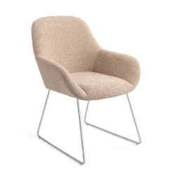 Jesper Home Beige Eetkamerstoelen|Eetkamerstoelen Met Armleuning|Eetkamerstoel Kushi Slide Steel