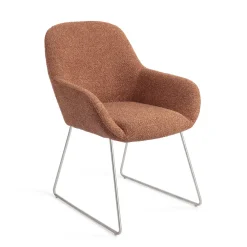 Jesper Home Beige Eetkamerstoelen|Eetkamerstoelen Met Armleuning|Eetkamerstoel Kushi Slide Steel
