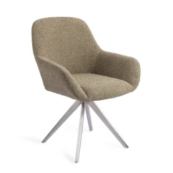 Jesper Home Beige Eetkamerstoelen|Draaibare Eetkamerstoelen|Eetkamerstoel Kushi Turn Steel, Draaibaar