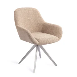 Jesper Home Beige Eetkamerstoelen|Draaibare Eetkamerstoelen|Eetkamerstoel Kushi Turn Steel, Draaibaar