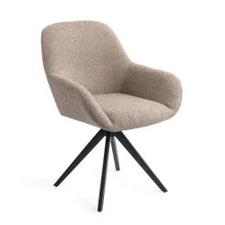 Jesper Home Beige Eetkamerstoelen|Eetkamerstoelen Met Armleuning|Eetkamerstoel Kushi Turn Black, Draaibaar