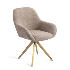 Jesper Home Beige Eetkamerstoelen|Draaibare Eetkamerstoelen|Eetkamerstoel Kushi Turn Gold, Draaibaar